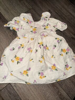 Cat & Jack Cream Baby Dress with Yellow and Lavender Floral Print